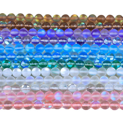 Mermaid Round Glass Beads 6mm Matte Pastel Jewel Tones 40pcs 3
