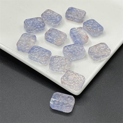 Square Glass Beads 13x23mm Transparent Electroplated Pastel 100pcs 12