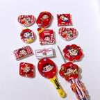 Mixed Shape Fujiy Girl Acrylic Beads Colorful Flat Cartoon 50pcs