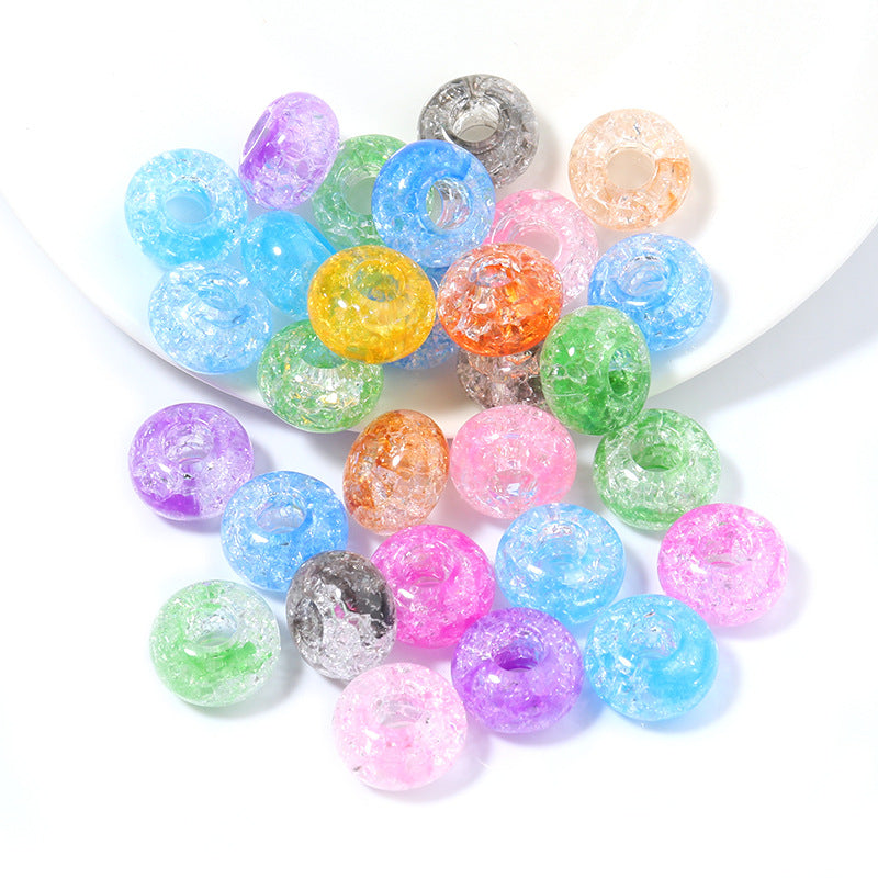Acrylic Dual Color Crackle Spacer Beads 14mm 50pcs