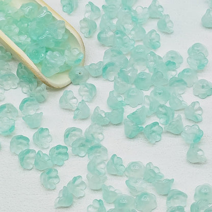 Campanula Flower Glass Beads 7x12mm Frosted Glossy Pastel 50pcs 11