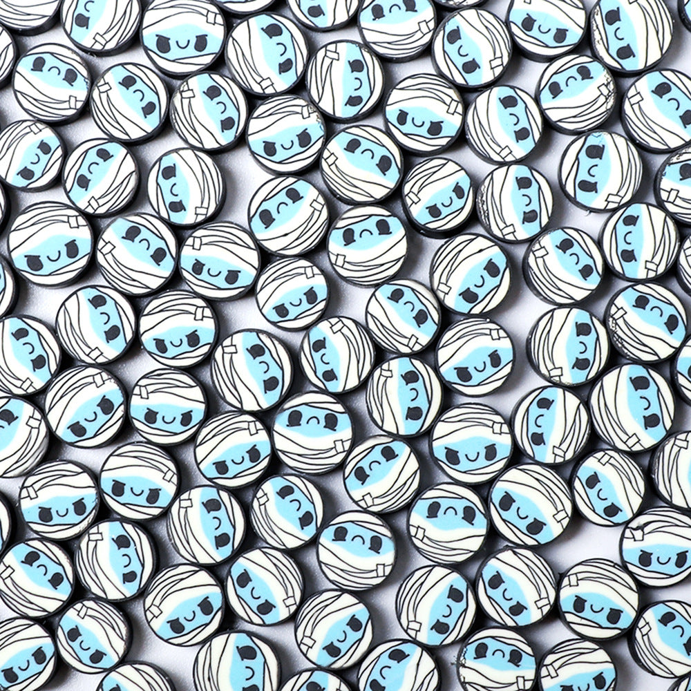 Halloween Mummy Clay Beads 10mm Polymer Cute Character 100pcs 6