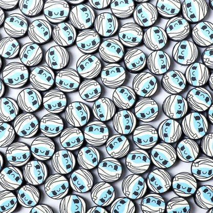 Halloween Mummy Clay Beads 10mm Polymer Cute Character 100pcs 6