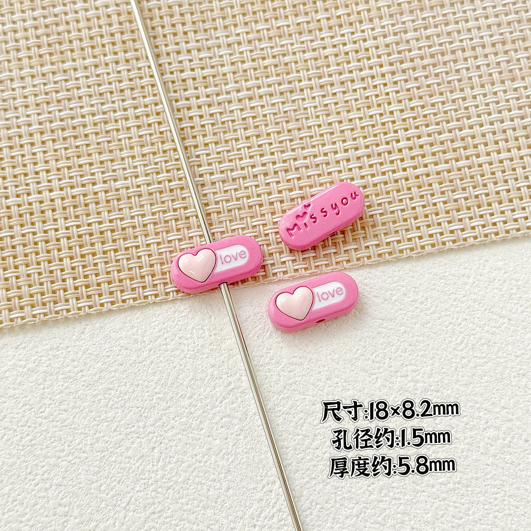 Heart Metal Beads 15-18mm Baking Painted Cherry Blossom Kitten Design 10pcs 22