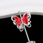 Butterfly Metal Beads 26mm Double-Sided Crystal Glass Embedded 3pcs 7