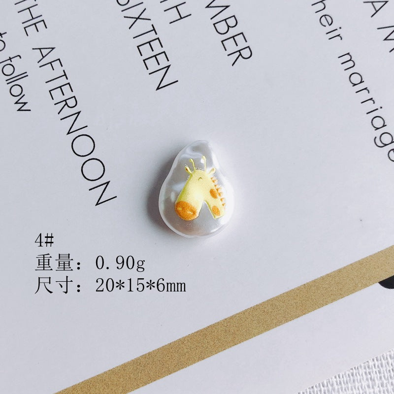 Hand Painted Irregular Shaped Acrylic Beads Imitation Pearl 10pcs 9