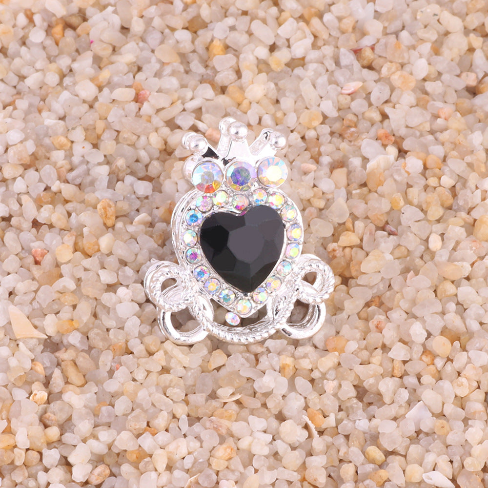 Heart Pumpkin Carriage Rhinestone Beads 28mm Alloy Pave Multi Color 5pcs 4