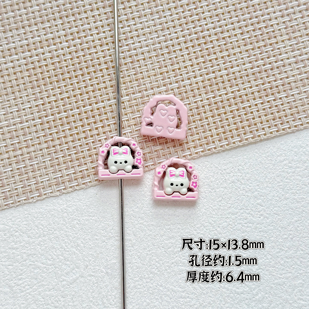 Baking Painted Window Kitten and Nice Rabbit Metal Beads 15/17mm 10pcs 3