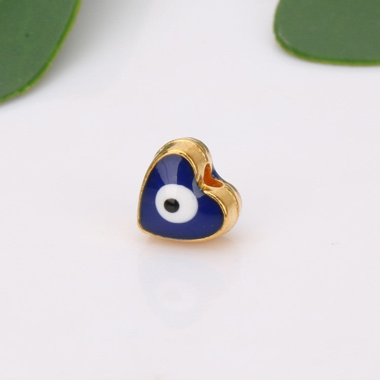 Turkey Evil Eye Enamel Metal Beads Painted Cobalt Blue Gold 50pcs 11