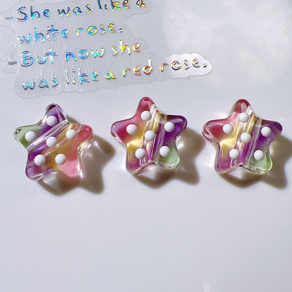 Dotted Rainbow Star Acrylic Beads 18mm Glossy Texture 10pcs 11