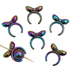 Painted Bow Tie Acrylic Beads 25x27mm Glossy Colors 8pcs 6