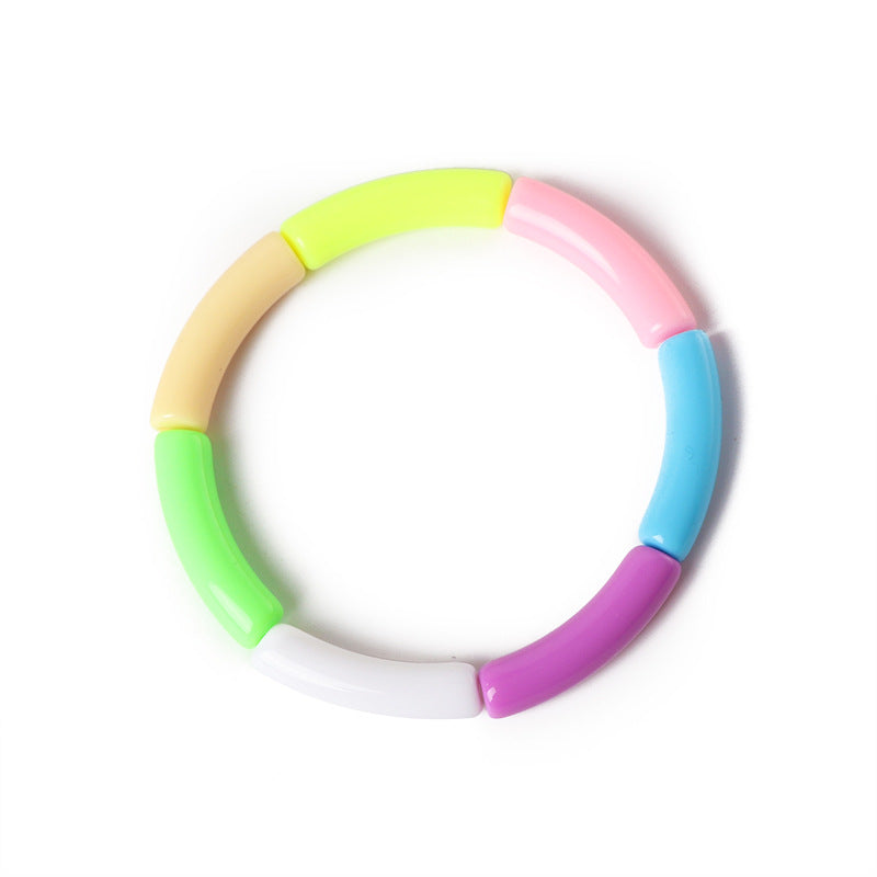 Colored Curved Tube Acrylic Beads 32x8mm Vibrant Glossy 40pcs 5
