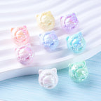 UV Plating Cute Little Cat Acrylic Beads 18mm Pastel Colors 50pcs 2
