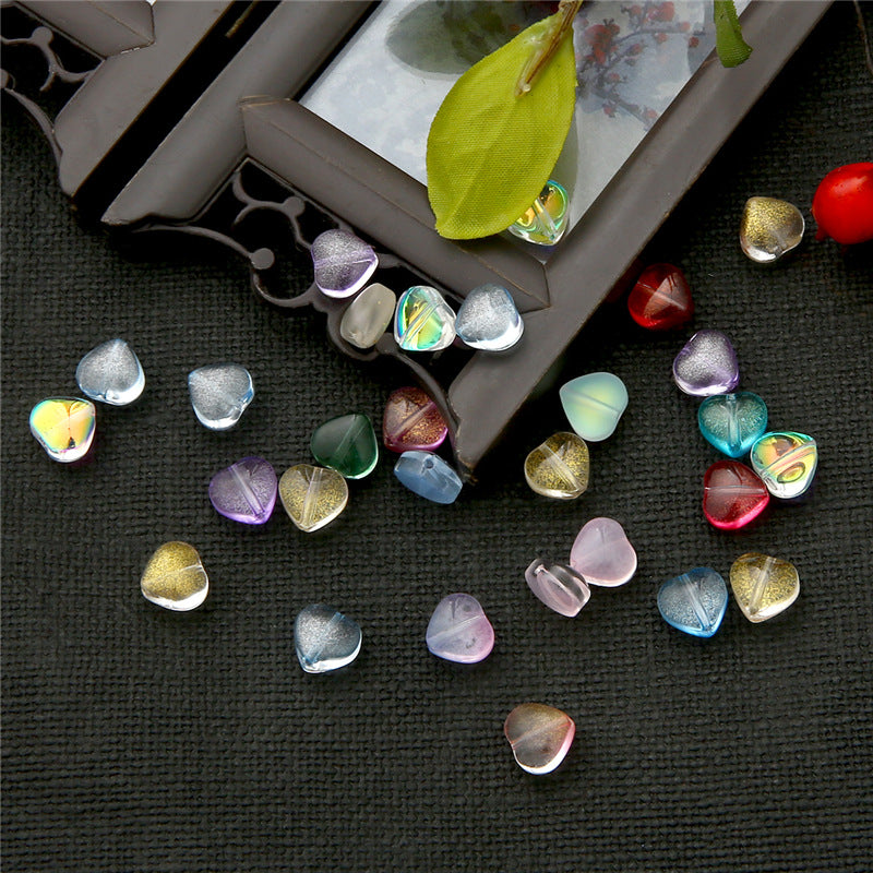 Heart Shape Glass Beads 8mm Frosted Iridescent Pastel 20pcs 3