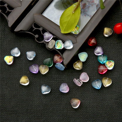 Heart Shape Glass Beads 8mm Frosted Iridescent Pastel 20pcs 3