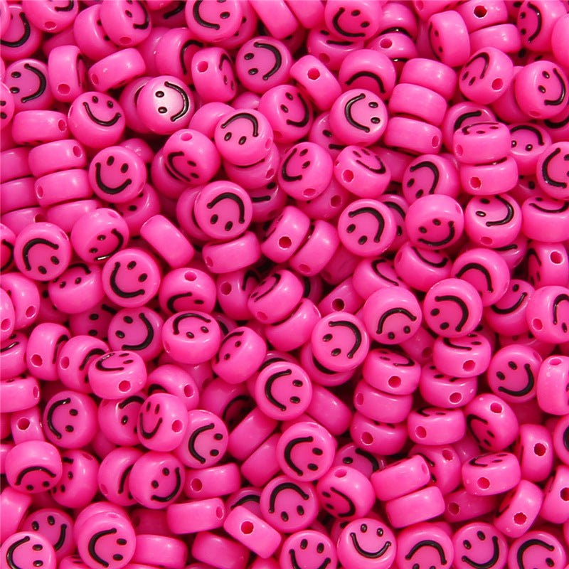 Smiling Face Flat Acrylic Beads 7x4mm Colorful Mixed 200pcs 8