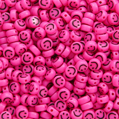 Smiling Face Flat Acrylic Beads 7x4mm Colorful Mixed 200pcs 8