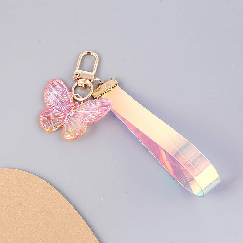 Acrylic Gradient Crystal Butterfly Wristlet Keychain Colorful 10