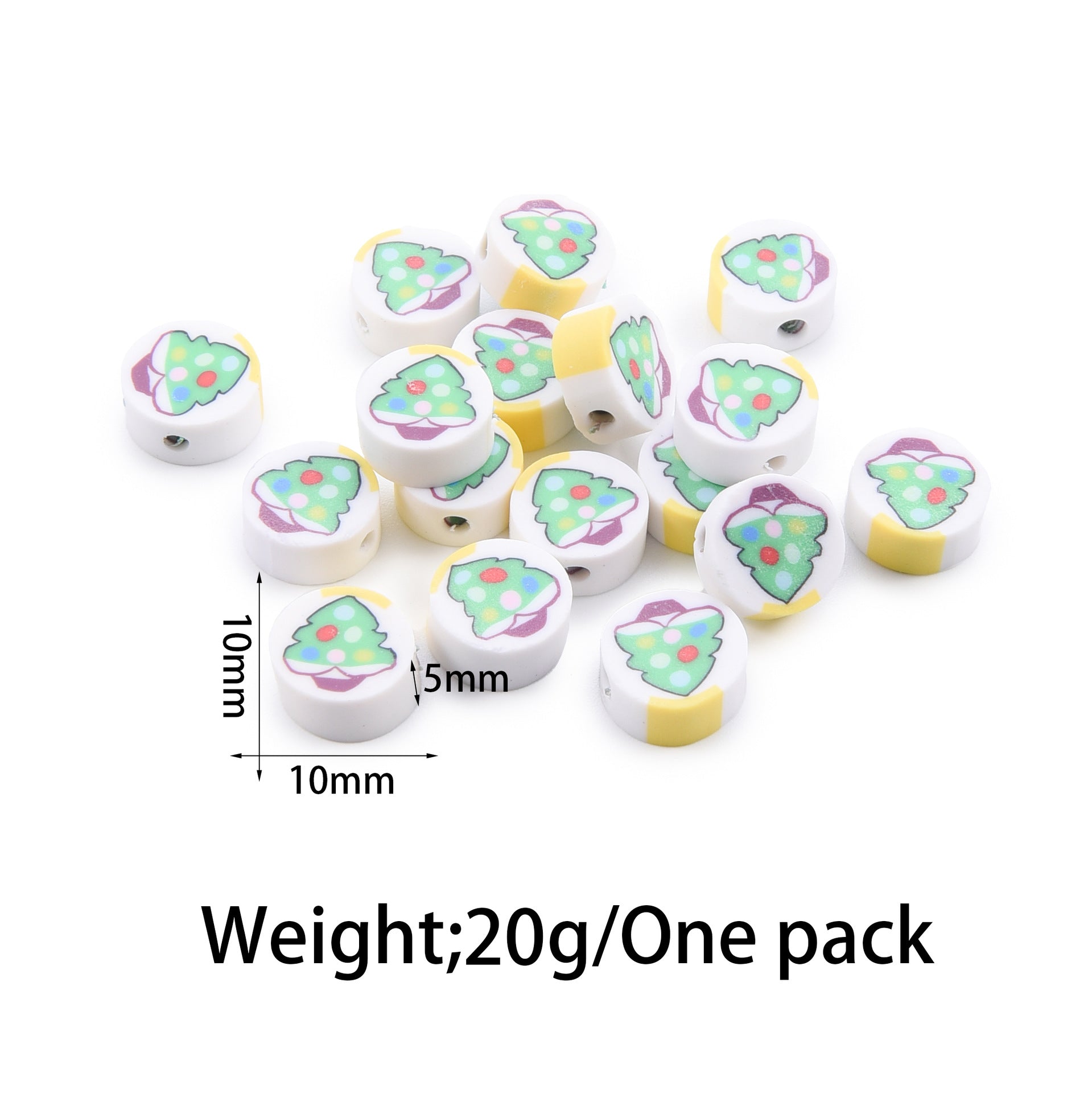 Flat Clay Beads Fruit and Christmas Tree Pattern Polymer 50pcs 12