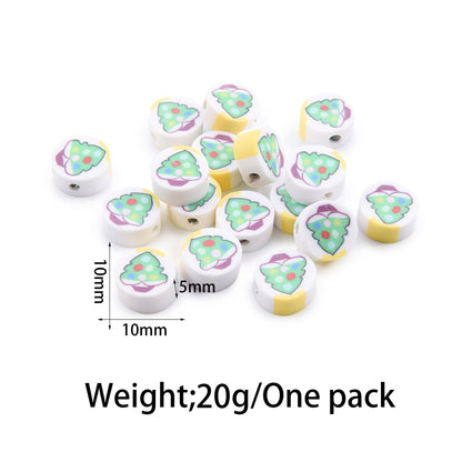 Flat Clay Beads Fruit and Christmas Tree Pattern Polymer 50pcs 12
