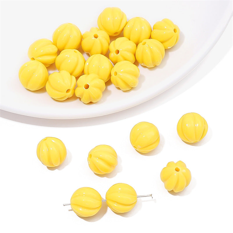 Opaque Pumpkin Acrylic Beads 12mm Colorful Round 40pcs 6