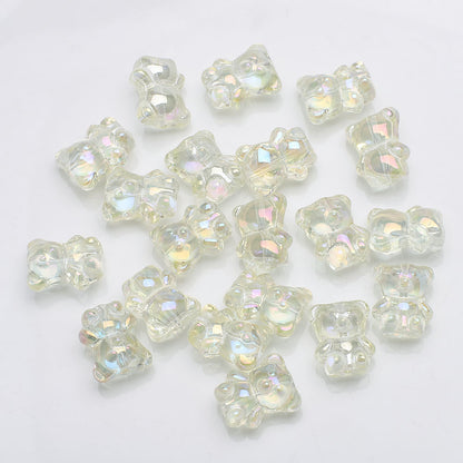 Electroplated Bear Glass Beads 12mm 14mm Mixed Metallic Colors 20pcs 13