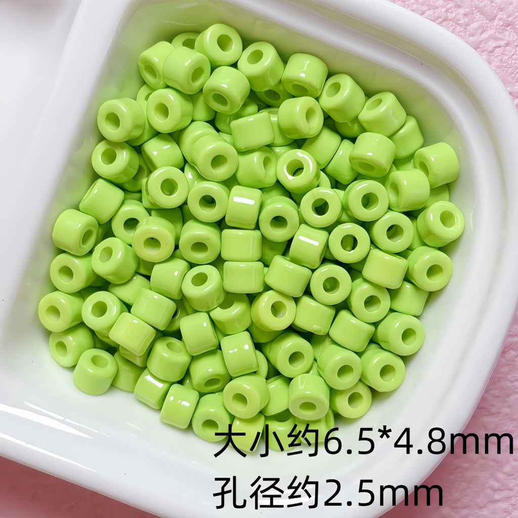 Solid Color Cylindrical Pony Beads Acrylic 6mm 50pcs 6