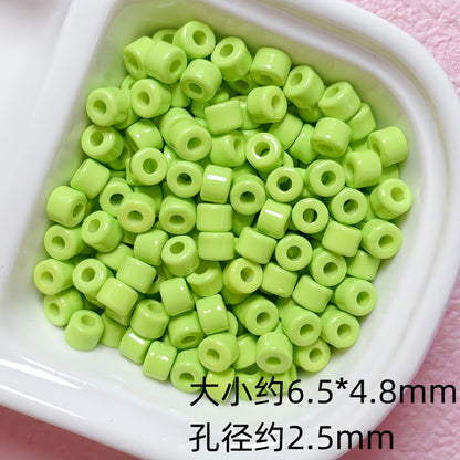 Solid Color Cylindrical Pony Beads Acrylic 6mm 50pcs 6