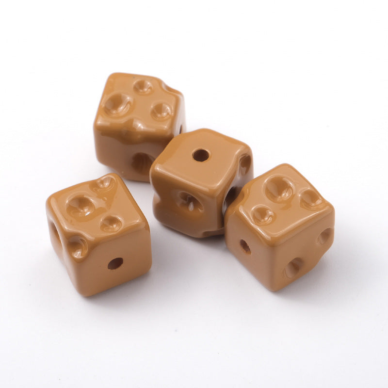 Painted Square Acrylic Beads 14mm Colored Baking Cheese Style 100pcs 17