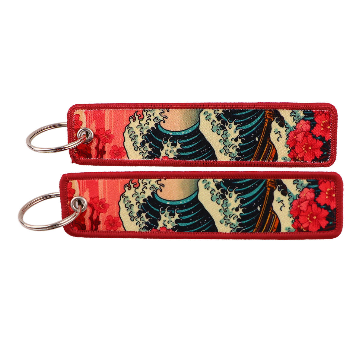 Double Sided Ukiyo Fabric Lanyard Keychain Japanese Motif 2pcs 13