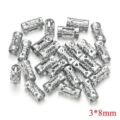 Stainless Steel Tube Metal Beads 8mm 12mm Hollow Patterned 20pcs 8