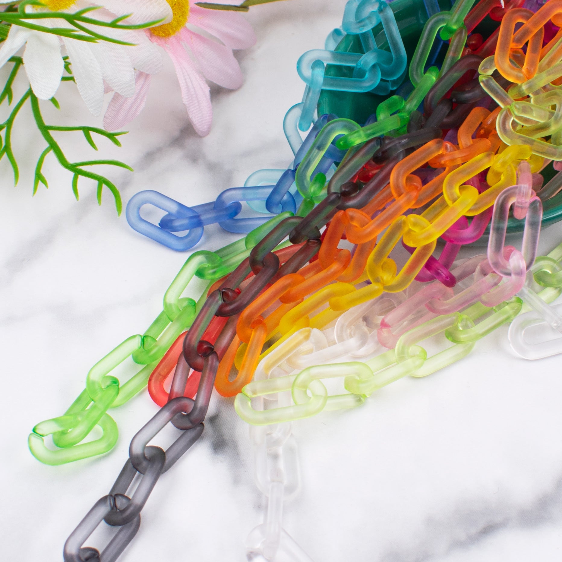 Matte Clear Acrylic Open Chain Links 20mm Colorful 100pcs 2