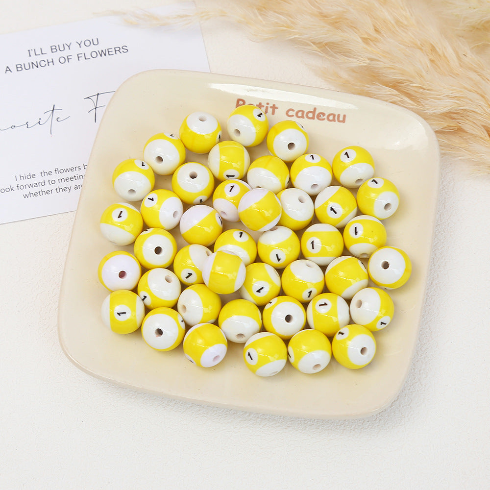 Painted Billiards Acrylic Beads 16mm Creative Colorful 100pcs 7