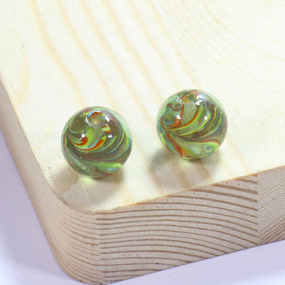 Lampwork Glass Beads Round 12/14mm Transparent Phoenix Tail Gold Foil 5pcs 15
