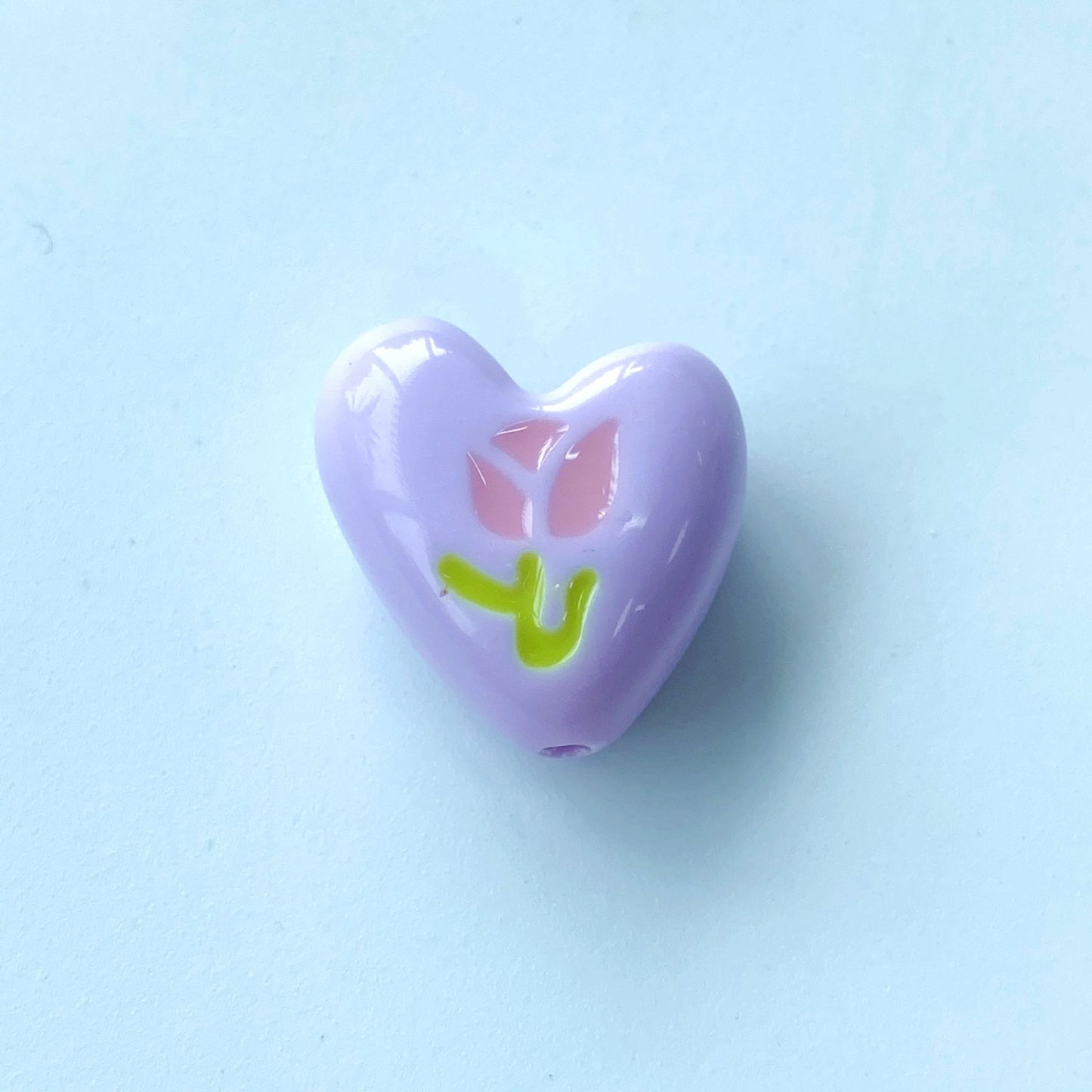 Hand Painted Heart Acrylic Beads 20mm Summer Tulip Pastel 100pcs 10