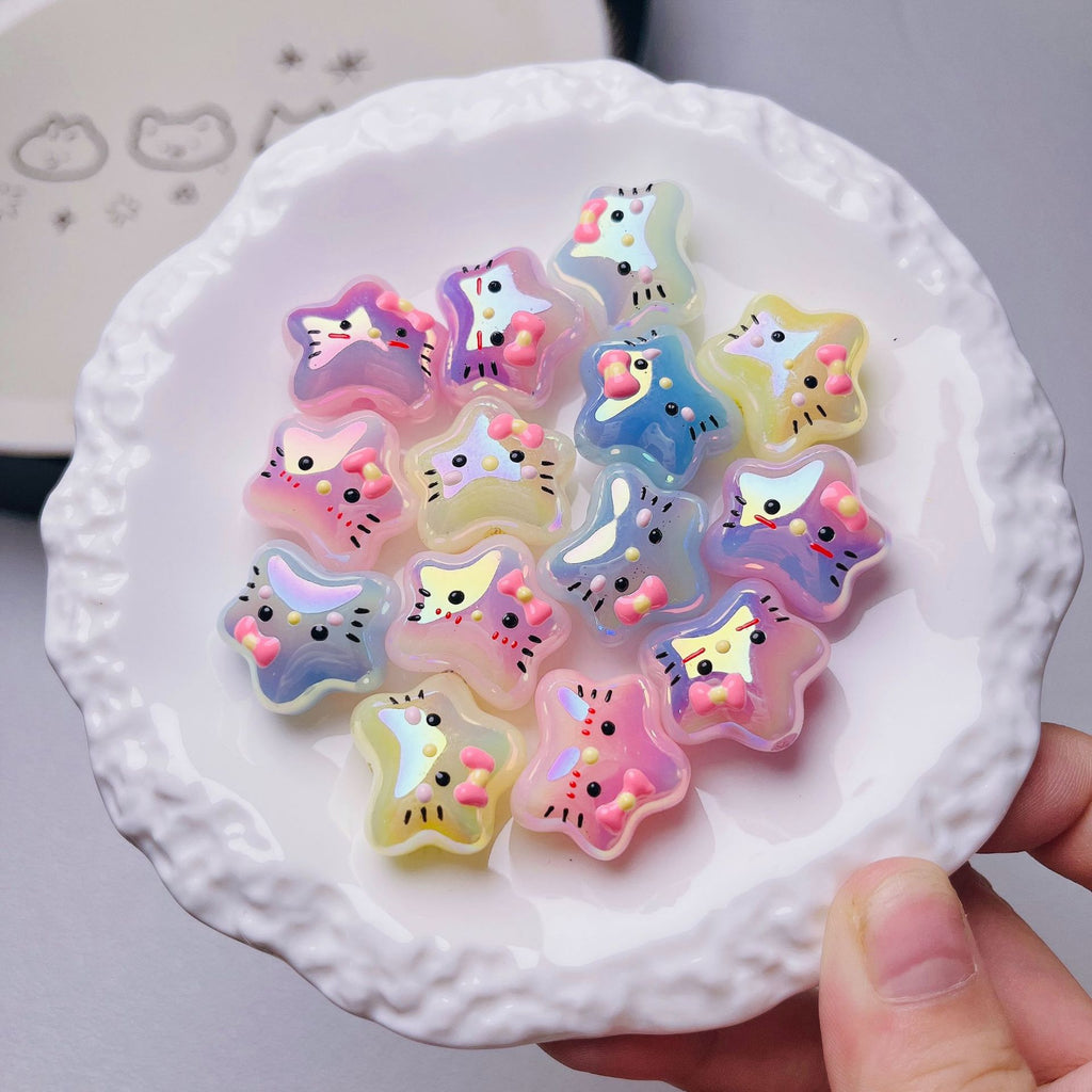 Luminous Hello KT Star Acrylic Beads 20mm Assorted Colors 10pcs