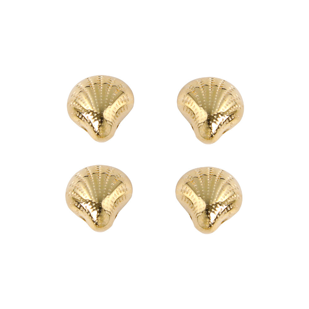 Lace Shell Acrylic Beads 12mm Gold Shimmer CCB Plastic 100pcs 4