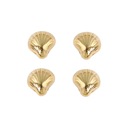 Lace Shell Acrylic Beads 12mm Gold Shimmer CCB Plastic 100pcs 4