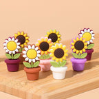 Silicone Focal Beads Sunflower Flowerpot Brown Pot Yellow Flower 20pcs 2
