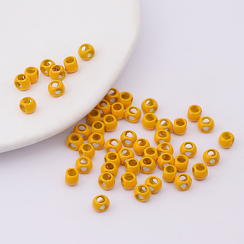 Cube Metal Beads 5mm Baking Painted Zinc Alloy 50pcs 7