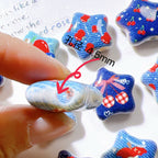 Denim Blue Star Acrylic Beads 26mm Glossy Red Accents 10pcs 4