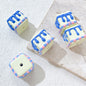 Painted Square Acrylic Beads 2.7mm Hand Drawn Cream Cake Design 8