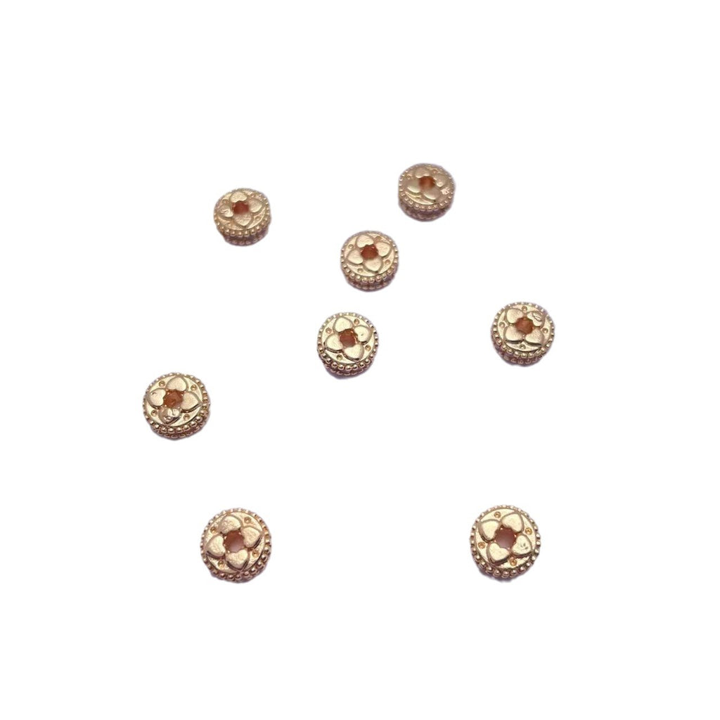 Brass Four-Petal Flower Spacer Beads 7mm Zirconia 10pcs 5
