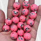 Plating Round Acrylic Beads 16mm Stitched Face Printed 100pcs 3