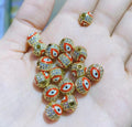 Round Rhinestone Beads 8mm 10mm Evil Eye Enamel Brass 1pc 6