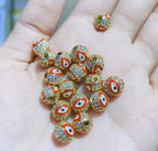 Round Rhinestone Beads 8mm 10mm Evil Eye Enamel Brass 1pc 6