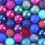 Bubblegum Beads 20mm Rose Red Blue Purple Glitter Chunky Mix 50pcs 2
