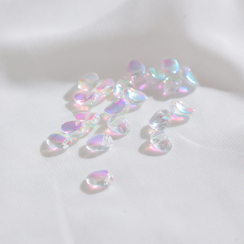 Transparent Czech Glass Petal Beads 6x8mm Soft Pastel Iridescent 100pcs 11