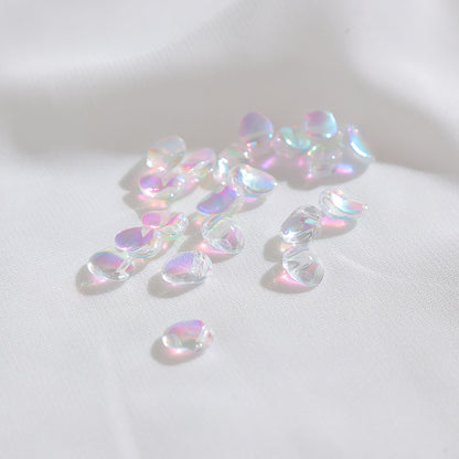 Transparent Czech Glass Petal Beads 6x8mm Soft Pastel Iridescent 100pcs 11