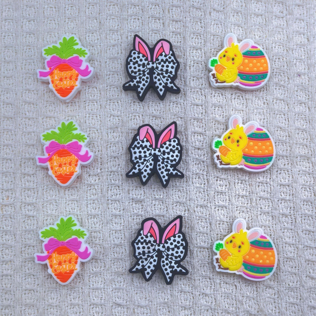 Silicone Focal Beads Easter Carrot Bunny Ear Bow 20pcs 5
